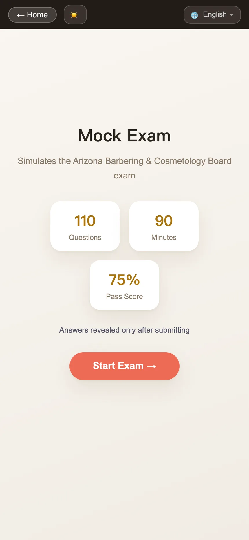 A timed full-length mock exam in CosmoPass